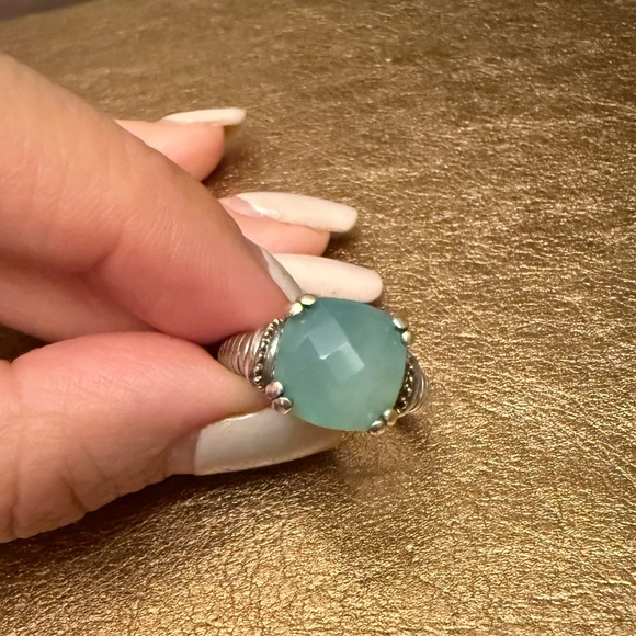 Elegant Sterling Silver Ring with Aqua Chalcedony Stone - Picture 8 of 8